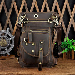 LEATHER MEN FANNY PACK SMALL WAIST BAG HIP PACK BELT BAG BUMBAG FOR MEN - iwalletsmen