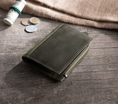 Handmade Leather Mens Cool Slim Leather Wallet Men Small Wallets Bifold for Men