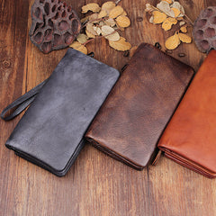 Handmade Mens Cool Long Leather Chain Wallet Cards Biker Trucker Wristlet Wallet - iwalletsmen