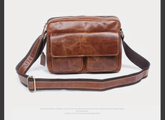 Genuine Leather Mens Cool Messenger Bag Chest Bag Bike Bag Cycling Bag for men