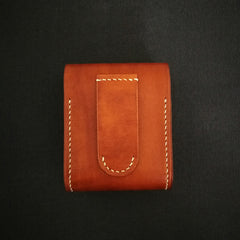 Brown Leather Mens Cigarette Case Cigarette Holder Belt Pouch with Belt Loop for Men - iwalletsmen