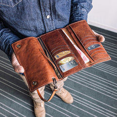 Handmade Mens Cool Leather Chain Wallet Biker Trucker Wallet with Chain for Men - iwalletsmen