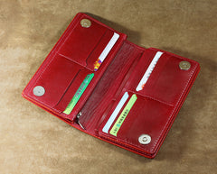 Handmade Leather Tooled Trifold Henna Floral Mens Long Wallet Cool Leather Wallet Clutch Wallet for Men