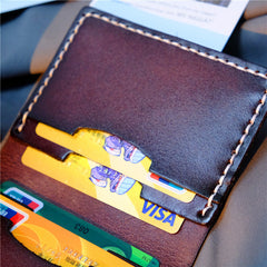 Handmade Leather Mens Cool Slim Front Pocket Card Wallet Leather Wallet Men Small Wallets  for Men