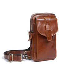 Genuine Leather Mens Cool Chest Bag Sling Bag Crossbody Bag Travel Bag Hiking Bag for men