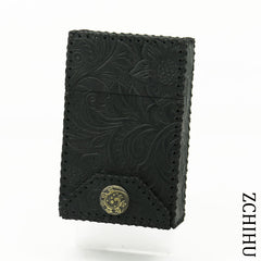 Handmade Cool Leather Mens Black Engraved Cigarette Holder Case Cigarette Holder for Men - iwalletsmen