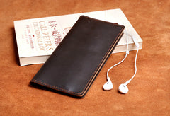 Handmade Leather Mens Cool Long Leather Wallet Clutch Wristlet Wallet for Men