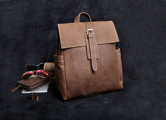 Genuine Leather Mens Cool Backpack Sling Bag Large Black Travel Bag Hiking Bag for men