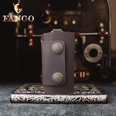 Handmade Leather Floral Mens Cool Car Key Wallet Coin Wallet Pouch Car KeyChain for Men