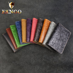 Handmade Leather Floral Mens Cool billfold Wallet Passport Card Holder Small Card Slim Wallets for Men