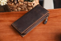 Handmade Leather Mens Cool Long Leather Wallet Cards Clutch Wallet for Men - iwalletsmen