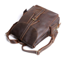 Handmade Leather Mens Cool Backpack Sling Bag Large Black Travel Bag Hiking Bag for men