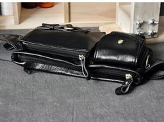 Black Leather Fanny Pack Mens Waist Bag Hip Pack Belt Bag for Men - iwalletsmen