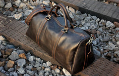 Genuine Leather Mens Cool Weekender Bag Travel Bag Duffle Bags Overnight Bag Holdall Bag for men