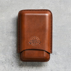 Cool Beige Leather Mens 3pcs Cigar Case Cool Custom Leather Cigar Case for Men - iwalletsmen