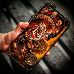 Handmade Leather Mahākāla Mens Chain Biker Wallet Cool Leather Wallet With Chain Wallets for Men
