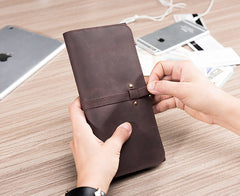 Handmade Leather Mens Clutch Wallet Cool Leather Wallet Long Phone Wallets for Men - iwalletsmen