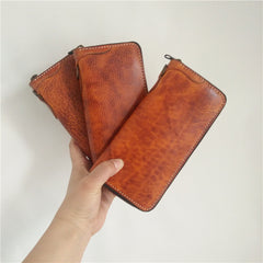 [On Sale] Handmade Mens Long Biker Wallets with Chain Cool Zipper Leather Biker Chain Wallets - iwalletsmen