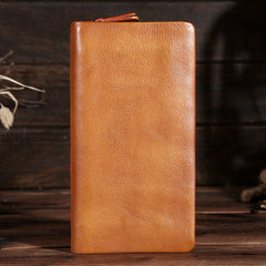 Handmade Leather Mens Clutch Wallet Cool Leather Wallet Long Phone Wallets for Men