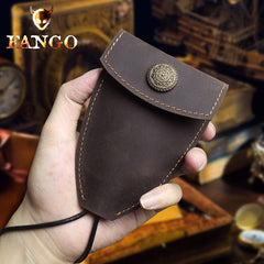 Handmade Leather Floral Mens Cool Car Key Wallet Coin Wallet Pouch Car KeyChain for Men