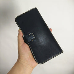 [On Sale] Handmade Vintage Mens Leather Long Wallets Bifold Long Wallet for Men - iwalletsmen