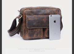 Genuine Leather Mens Cool Messenger Bag Chest Bag Bike Bag Cycling Bag for men