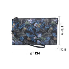 Handmade Leather Mens Clutch Cool Slim Wallet Zipper Clutch Wristlet Wallet for Men