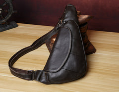 Genuine Leather Mens Cool Chest Bag Sling Bag Crossbody Bag Travel Bag Hiking Bag for men