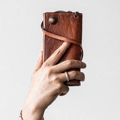 Handmade Mens Cool Leather Chain Wallet Biker Trucker Wallet with Chain for Men - iwalletsmen