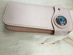 Cool Leather Mens Biker Chain Wallets Handmade Long Biker Wallet with Chain - iwalletsmen