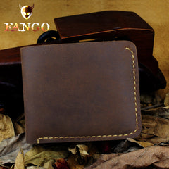Handmade Leather Mens Cool Slim Leather Wallet Men billfold Wallets Bifold for Men
