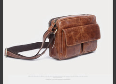 Genuine Leather Mens Cool Messenger Bag Chest Bag Bike Bag Cycling Bag for men