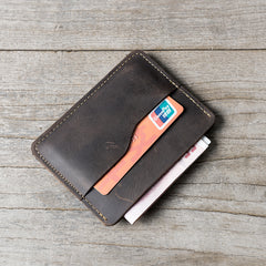 Handmade Leather Mens Cool billfold Wallet Card Holder Small Card Slim Wallets for Men