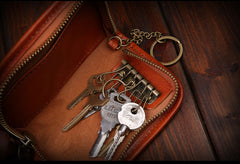 Genuine Leather Mens Cool Key Wallet Car Key Holder Car Key Case for Camel Men