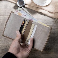 Handmade Leather Mens Cool Slim Leather Wallet Men Small Wallets Bifold for Men