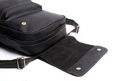 Genuine Leather Mens Cool Backpack Sling Bag Large Black Travel Bag Hiking Bag for men