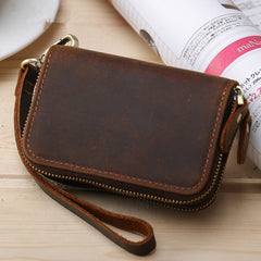 Handmade Leather Mens Cool Key Wallet Car Key Holder Case Slim Card Coin Wallet for Men