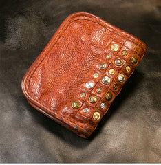 Handmade Leather Mens Chain Biker Wallet Cool Leather Wallet Long Phone Wallets for Men