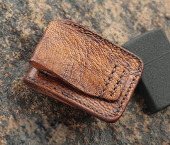 Cool Mens Brown Leather Zippo Lighter Cases with Loop Zippo lighter Holders with clips - iwalletsmen