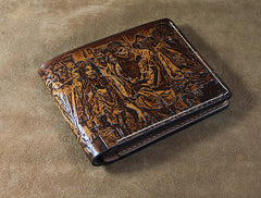 Handmade Leather Tooled TheWalkingDead Mens billfold Wallet Cool Leather Wallet Slim Wallet for Men