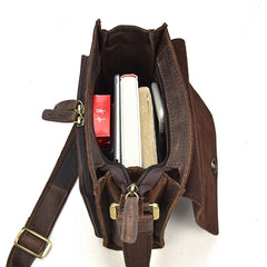 Genuine Leather Mens Messenger Bag Vertical iPad Shoulder Bag For Men