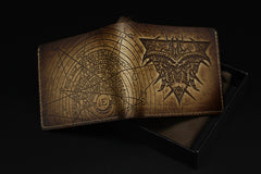 Handmade Leather Tooled Diablo3 Mens billfold Wallet Cool Leather Wallet Slim Wallet for Men