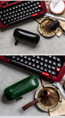 Cool Leather Mens Leather Tobacco Pipe Case Zipper Tobacco Pipe Case for Men - iwalletsmen