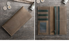 Handmade Leather Mens Clutch Wallet Cool Leather Wallet Long Phone Wallets for Men