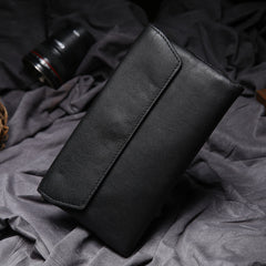 Black Leather Long Wallet for Men Bifold Long Wallet - iwalletsmen