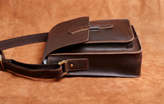 Handmade Leather Mens Cool Messenger Bag Square Bag Chest Bag Bike Bag Cycling Bag for men