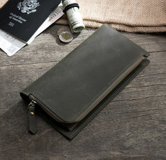 Handmade Leather Mens Clutch Wallet Cool Leather Wallet Long Phone Wallets for Men