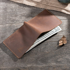 Handmade Leather Mens Cool Slim Leather Wallet Men Small Wallets Bifold for Men