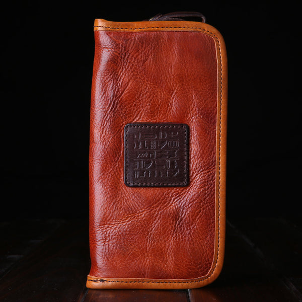 Handmade Leather Mens Clutch Wallet Cool Leather Wallet Long Phone Wallets for Men - iwalletsmen
