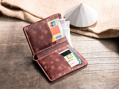 Handmade Leather Mens Cool Slim Leather Wallet Men Small Wallets Bifold for Men